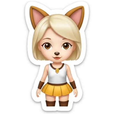Girl dressed like a dog and in short skirt and top sticker