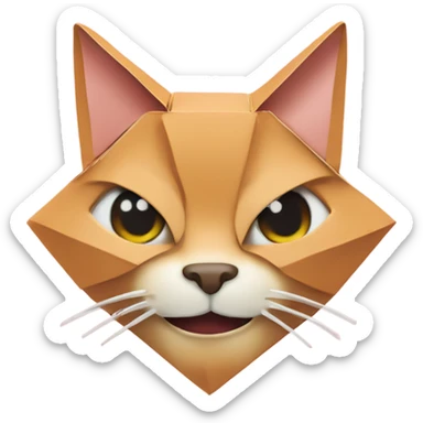 cat smiling origami saumon sticker