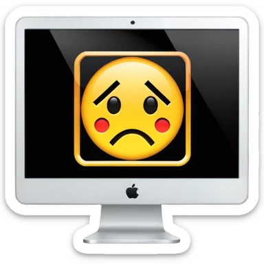 make a computer screen with a error emoji no face like a glitch sticker