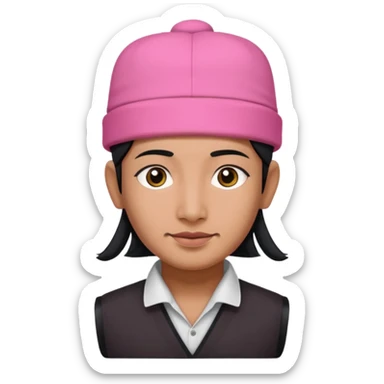 Dhaka topi emoji nepali people wear in head in rectangular size pink color  sticker