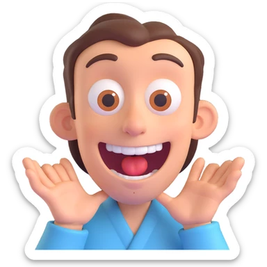 discord role icon for a psychiatric clinic in 3D style, main color #6fe8f3, cartoonish patient with goofy expression, playful friendly sticker