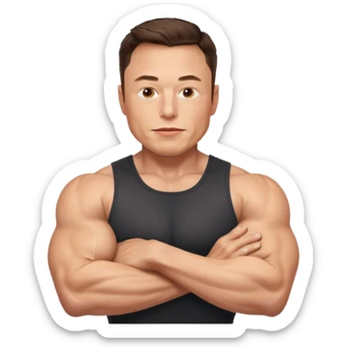 elon musk with abs flexing muscle sticker