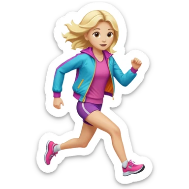 Blonde girl running gen z cool sticker