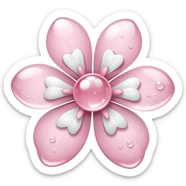 white sakura flower with a bow and bubble texture petals sticker