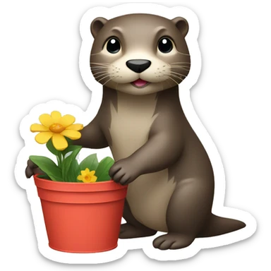 can you make an otter holding a flower bucket sticker