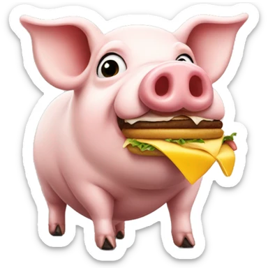 Pig eating McDonald’s  sticker