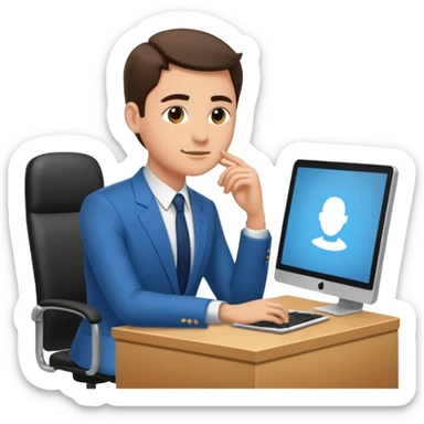 une image de 3/4 avec un recruteur à son bureau PAS DE FACE DE 3/4! qui regade un candidat assis en face de lui sticker