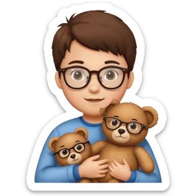 kid wearing glass with teddy bear  sticker