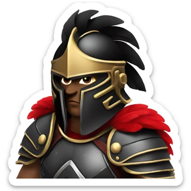 Fantasy spartan warrior male wearing detailed black armor with a red plumed helmet
 sticker