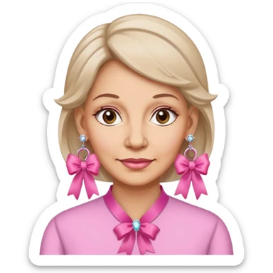 Mature Women with earrings of pink ribbons sticker
