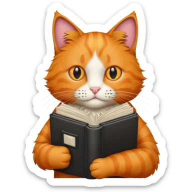 orange cat holding a nate mac album sticker