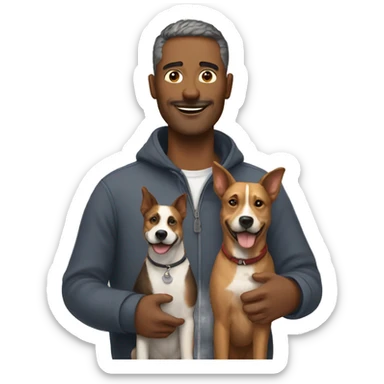 Man with three dogs sticker