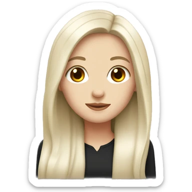 white girl with long black hair sticker