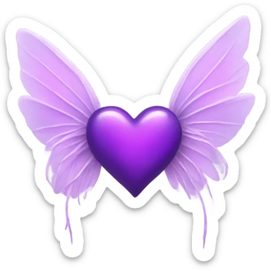 Purple Heart with fairy wings sticker