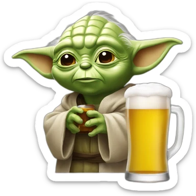 Yoda en train de boire une bière sticker