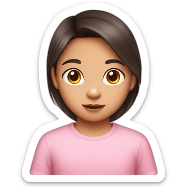 filipino pink cat child with dark brown hair sticker