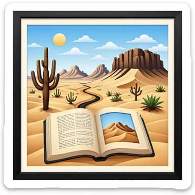 desert with books and drawing sticker