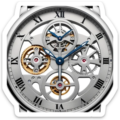 Cartier skeleton watch close-up of the dial, high definition, precise details, iOS Apple emoji style sticker