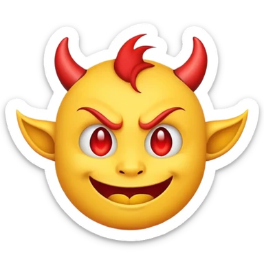 The devil smiling emoji but yellow without horns sticker