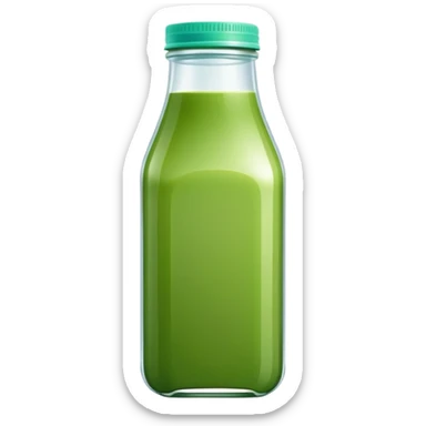 green juice in clear square bottle sticker