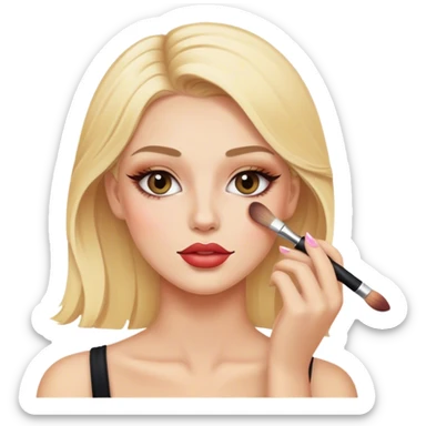 blonde doing makeup sticker