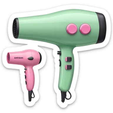 light green and pink hairdryer and straightener sticker