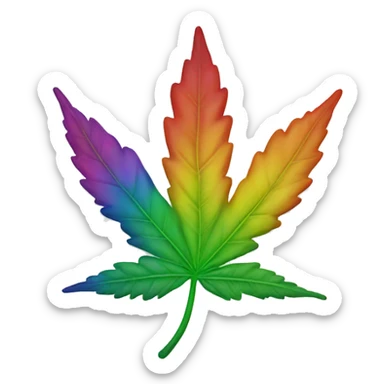 rainbow weed leaf sticker