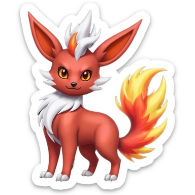 Pastel iridescent exotic colorful Darkrai-Scizor-Flareon-fusion with fiery horns and a Mohawk  sticker