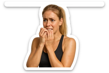 donna fitness bionda e bella ma nervosa, iperrealistica 4k sticker