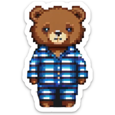 bear in striped pajamas pixel art sticker