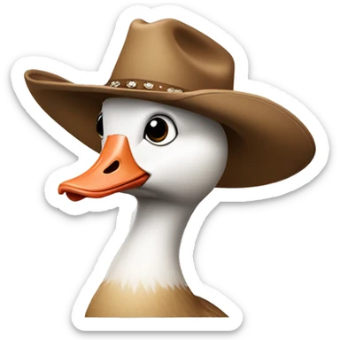 Goose with cowboy hat sticker