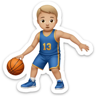 A kid with down syndrome playing basketball sticker