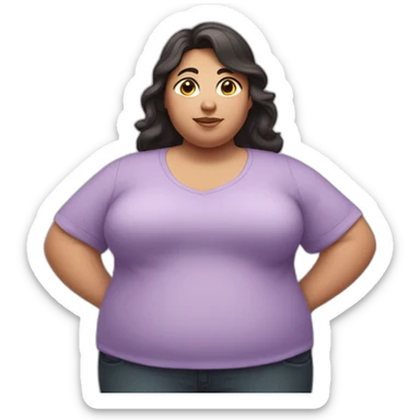 fat girl with dark hair teacher in a lilac shirt sticker