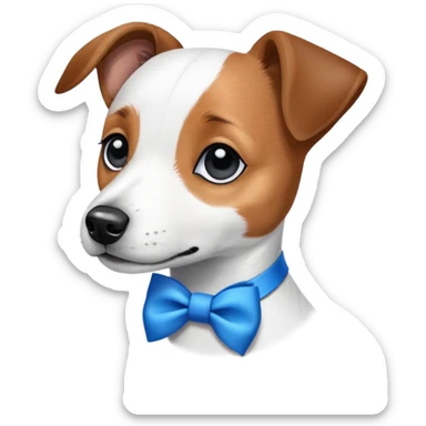 Dog jack russell black and white with blue bow sticker