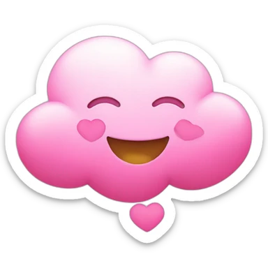 Pink cloud with hearts and happy face sticker