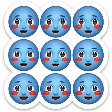Blue emoji with 7 different faces in one sticker