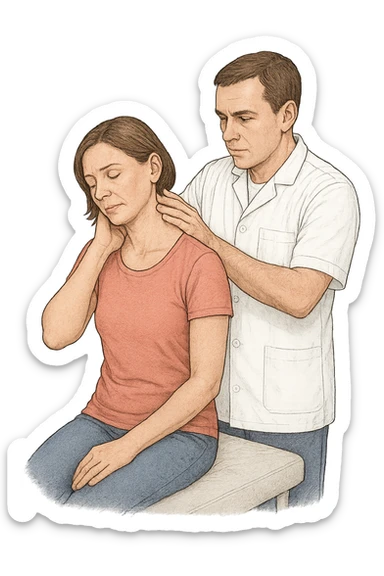 Donna dall'osteopata per il suo problema alla cervicale sticker