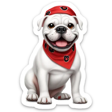uga white bulldog wearing red bandana smiling sticker