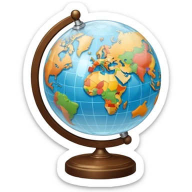 globe with letters A, Б, 文, حرف around it sticker