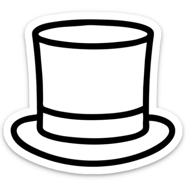 black top hat with gray ribbon outlined icon sticker