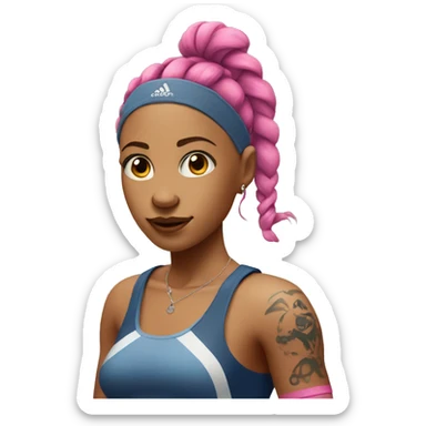 Tennis girl with pink braids and arm tattoos sticker
