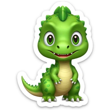 cute dinosaur with big eyes and friendly expression saying rawr sticker