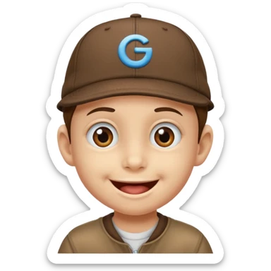 Un niño con gorra riendo sticker