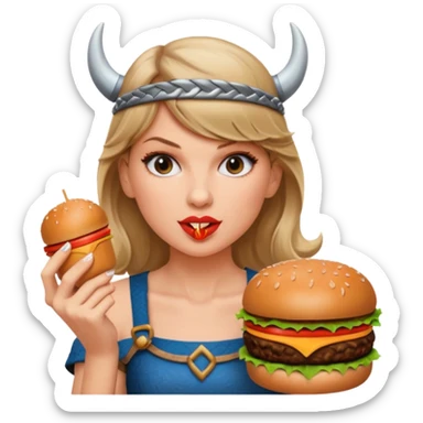 Taylor Swift woman viking eating burger sticker
