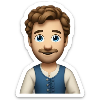 The folk french man dance, blue eyes, brown hair sticker