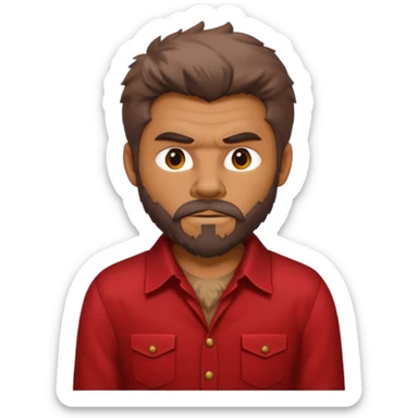 The Wolfman with red dress shirt, brown fur sticker