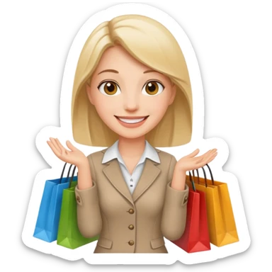 preciso de um amoji de vendedora com sacolas na mão sticker