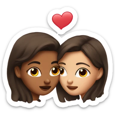 Two brunette girls kissing sticker