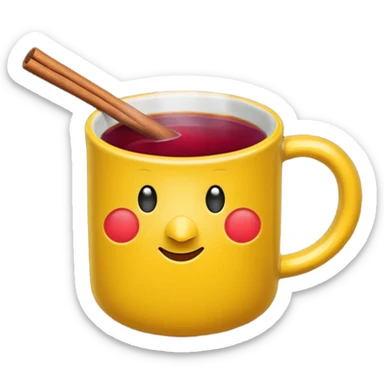 a yellow mug with steaming mulled wine without face

 sticker