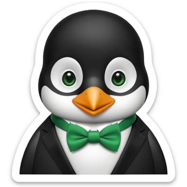 penguin with bow green tie  sticker